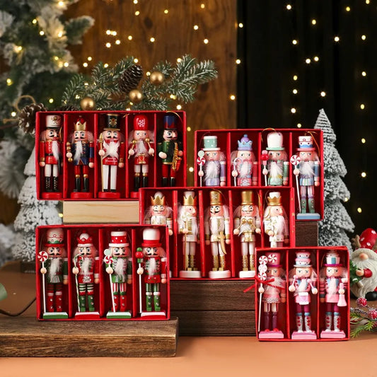 Wooden Nutcracker Ornament Set – 3/4/5 Pcs Christmas Tree Hanging Decor