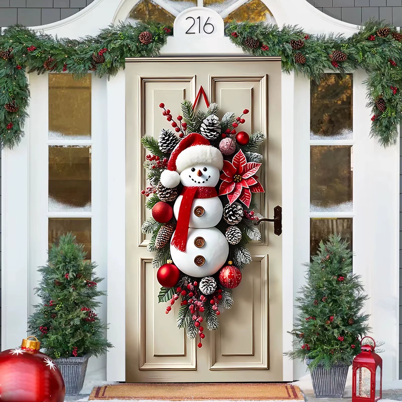 Snowman Door Hanging – Cozy Winter Welcome