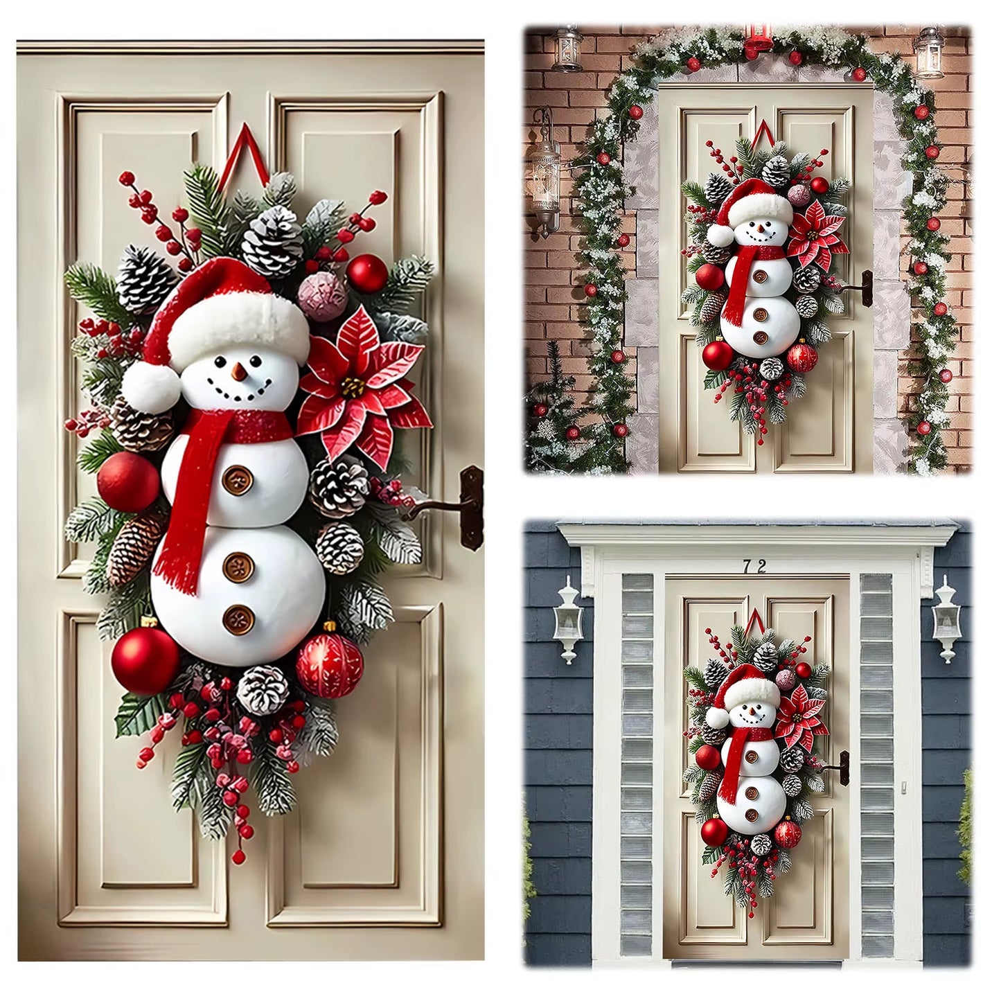 Snowman Door Hanging – Cozy Winter Welcome