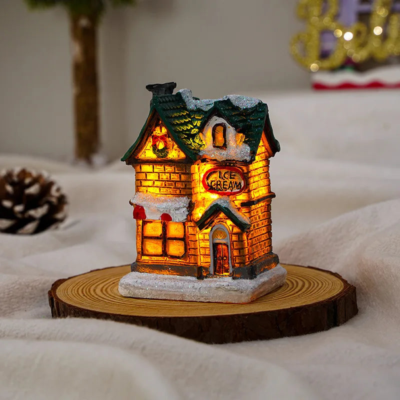 LED Snow House Night Light – Christmas & New Year Home Decoration