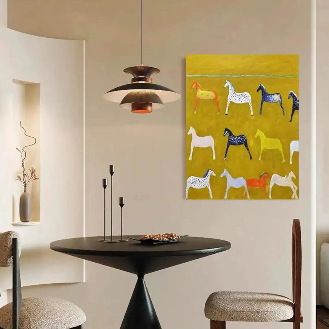 Yellow Horse Abstract Canvas – Hand-Painted Modern Wall Art