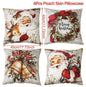 Merry Christmas Cushion Cover Set – 4 Pcs Festive Pillow Cases for Home Decor