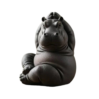 Yoga Hippo Statue – Handcrafted Resin Figurine