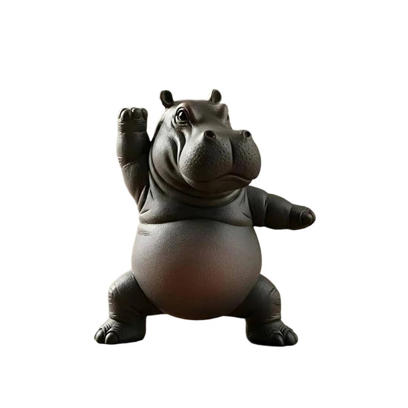 Yoga Hippo Statue – Handcrafted Resin Figurine