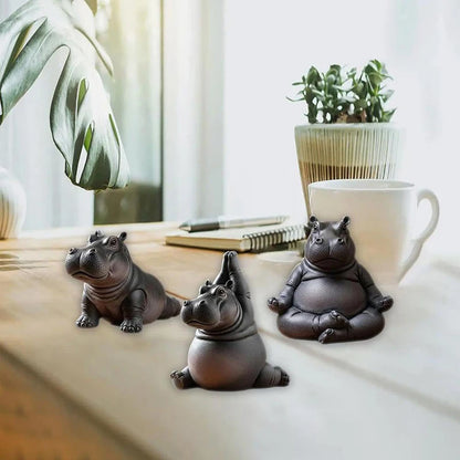 Yoga Hippo Statue – Handcrafted Resin Figurine