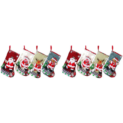 Christmas Stockings Set – 12/4PCS Large Gift Bags with Santa, Snowman, Bear & Elk Designs