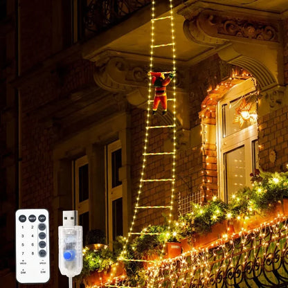1.2/3M LED Santa Climbing Ladder Lights – Christmas Decoration for Home & Tree
