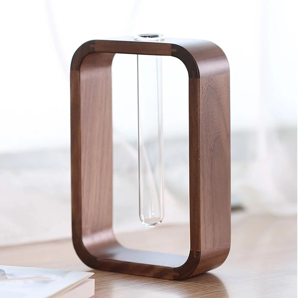 Wooden Hydroponic Vase – Retro Rectangle Pot for Calm & Cozy Spaces
