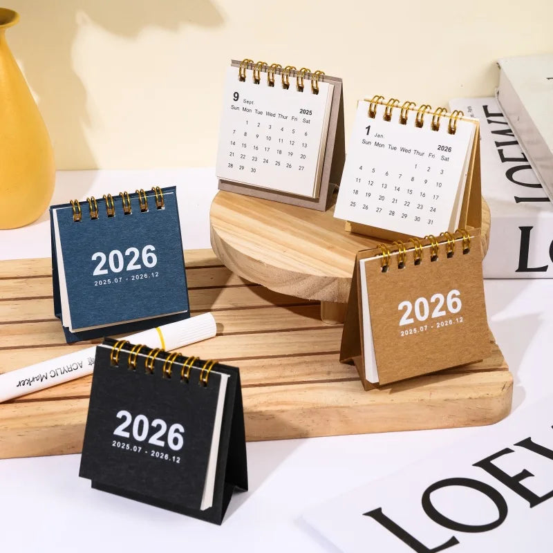 Minimalist Mini Desk Calendar 2026 – Portable 180° Flip Planner