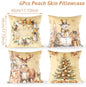 Merry Christmas Cushion Cover Set – 4 Pcs Festive Pillow Cases for Home Decor