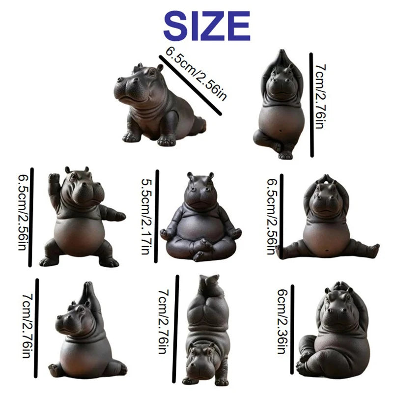 Yoga Hippo Statue – Handcrafted Resin Figurine