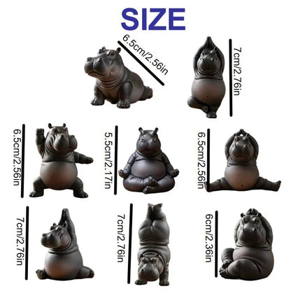 Yoga Hippo Statue – Handcrafted Resin Figurine