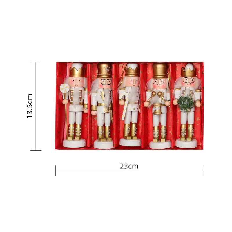Wooden Nutcracker Ornament Set – 3/4/5 Pcs Christmas Tree Hanging Decor