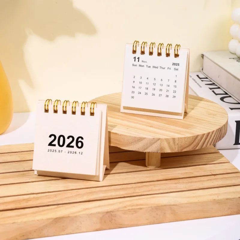 Minimalist Mini Desk Calendar 2026 – Portable 180° Flip Planner