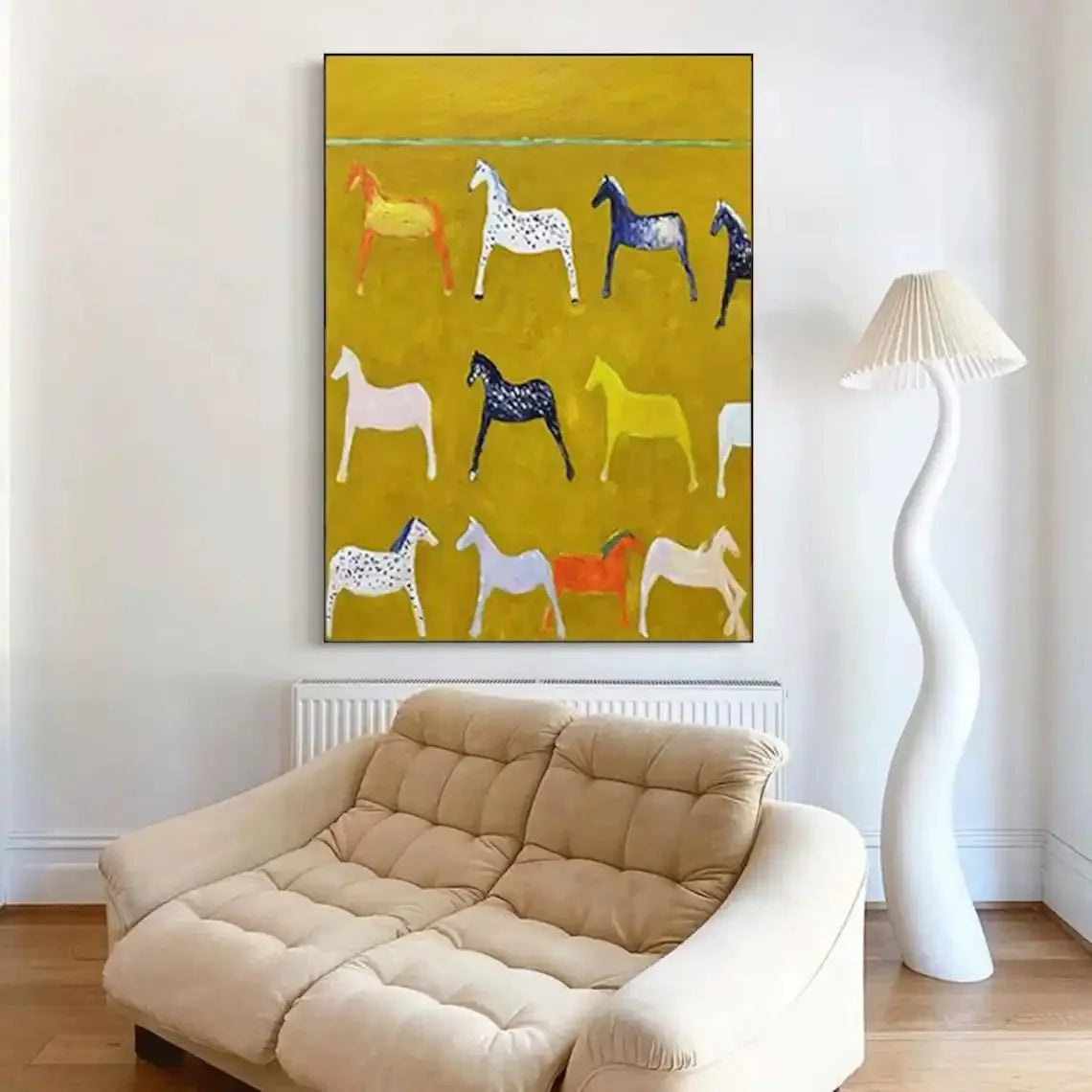 Yellow Horse Abstract Canvas – Hand-Painted Modern Wall Art