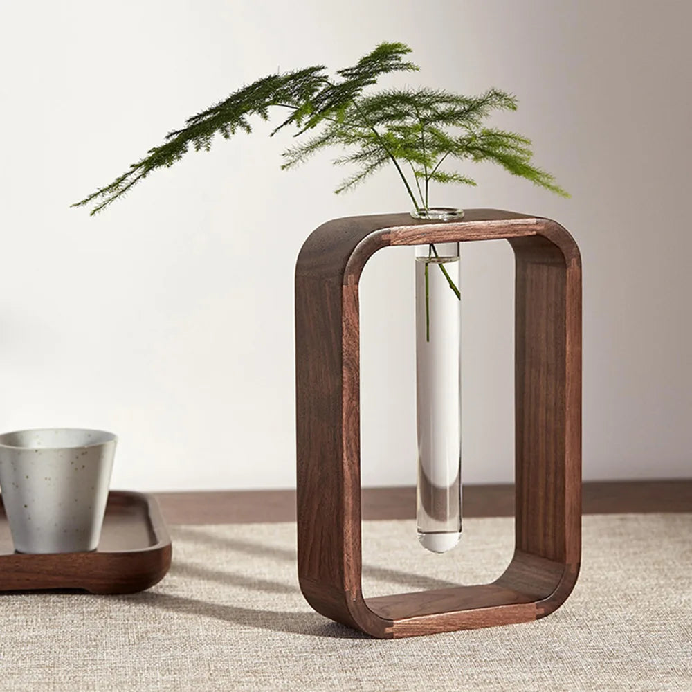Wooden Hydroponic Vase – Retro Rectangle Pot for Calm & Cozy Spaces