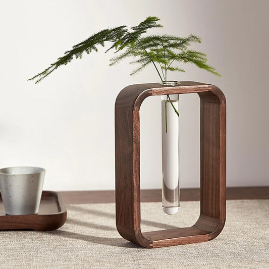 Wooden Hydroponic Vase – Retro Rectangle Pot for Calm & Cozy Spaces