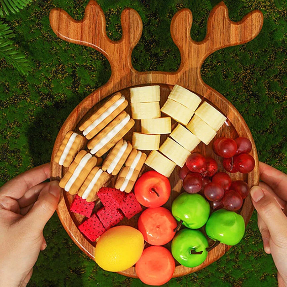 Christmas Tree Serving Tray – Wooden Elk & Tree Snack Plate