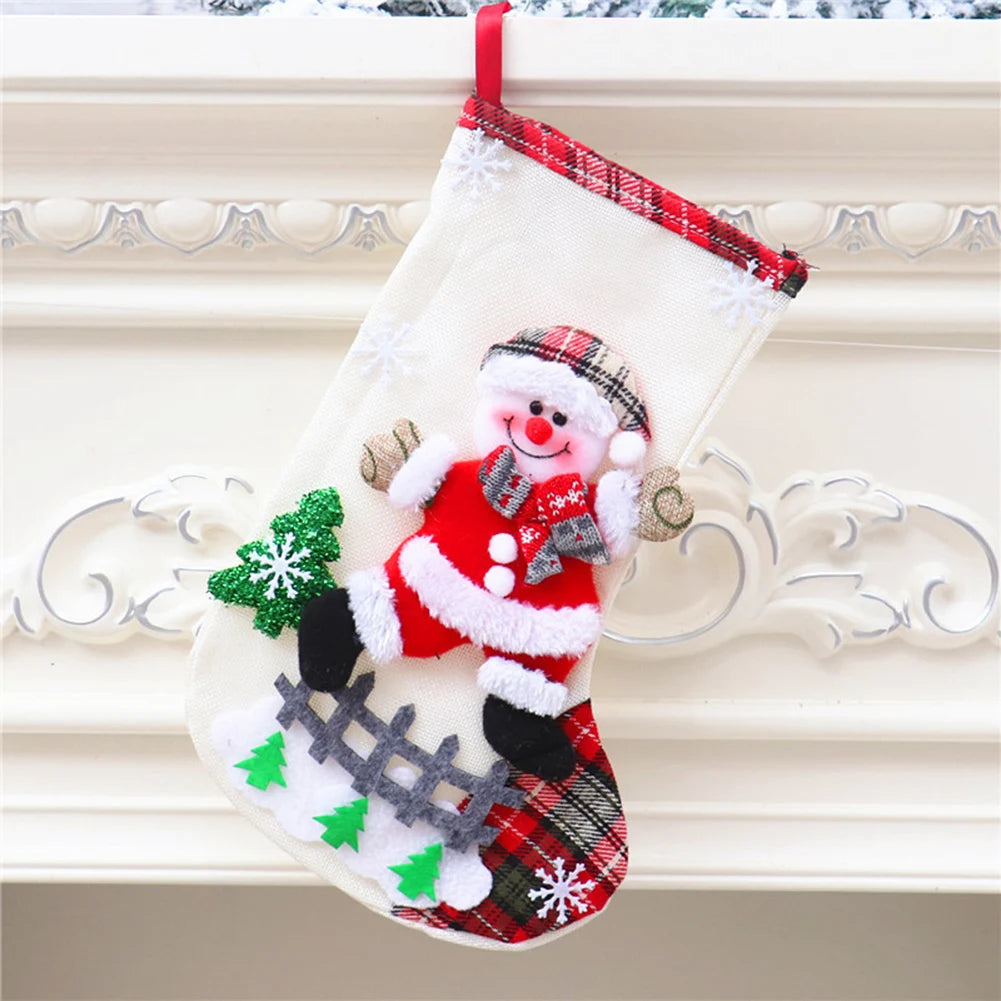 Christmas Stockings Set – 12/4PCS Large Gift Bags with Santa, Snowman, Bear & Elk Designs