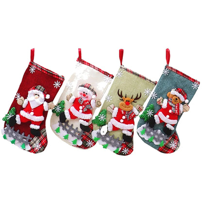 Christmas Stockings Set – 12/4PCS Large Gift Bags with Santa, Snowman, Bear & Elk Designs