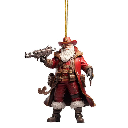 Cool Santa Acrylic Ornament – Modern 2D Christmas Tree & Home Decoration