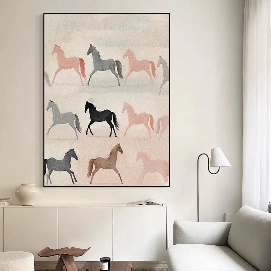 Yellow Horse Abstract Canvas – Hand-Painted Modern Wall Art