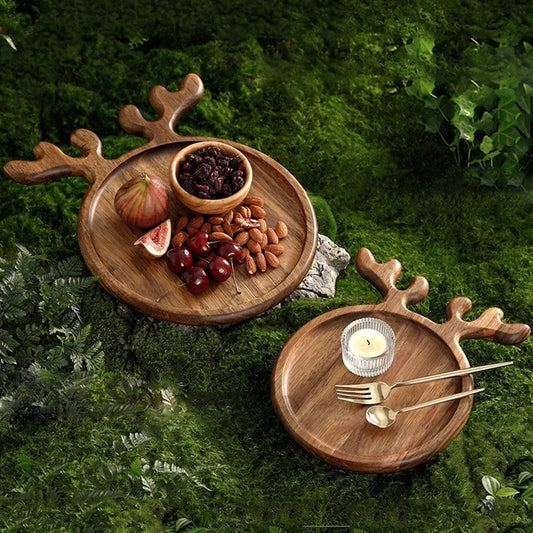 Christmas Tree Serving Tray – Wooden Elk & Tree Snack Plate