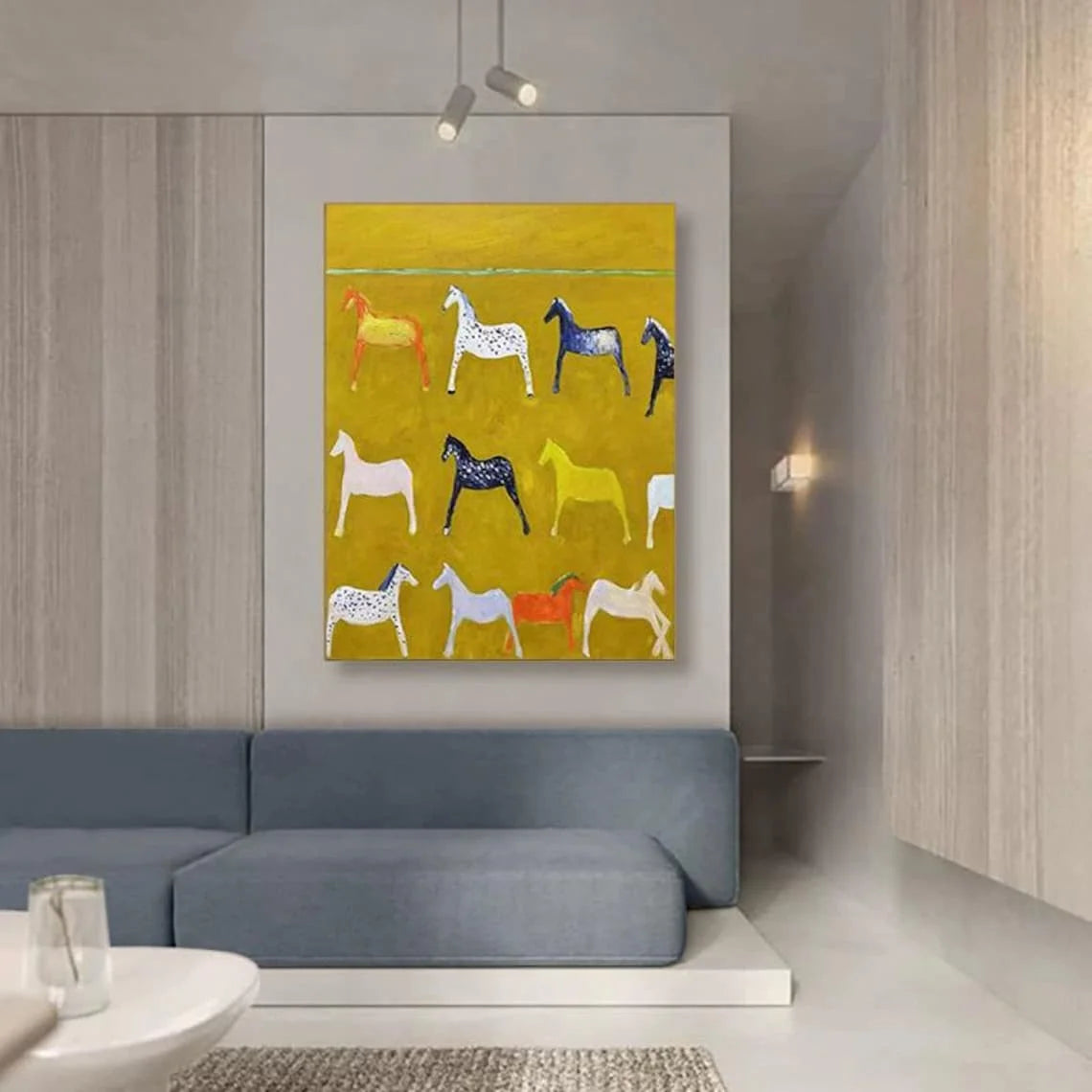 Yellow Horse Abstract Canvas – Hand-Painted Modern Wall Art