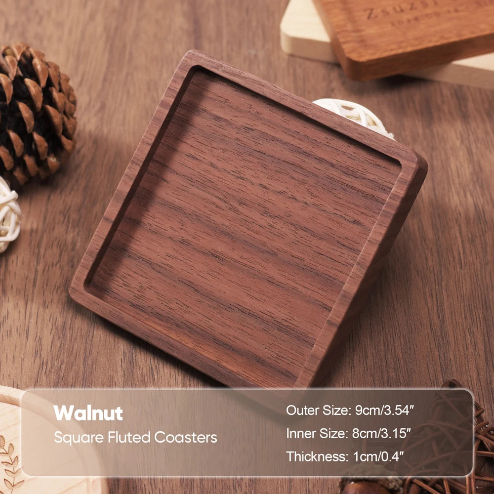 Solid Walnut Wood Coaster – Minimalist Heat-Resistant Drink Mat