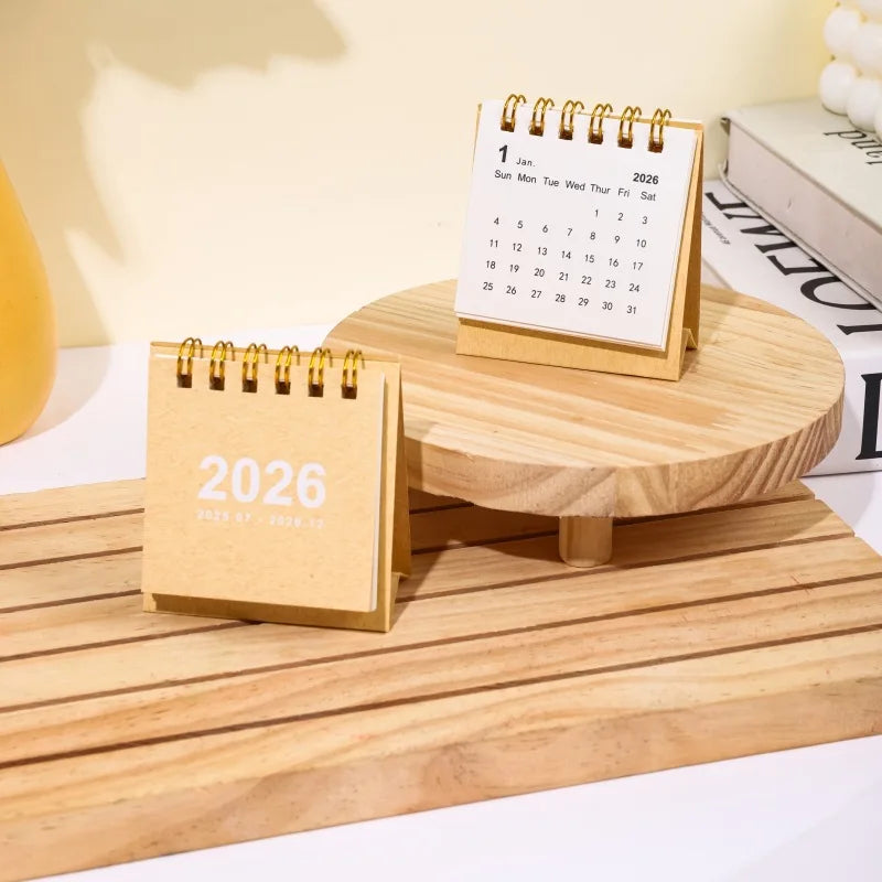 Minimalist Mini Desk Calendar 2026 – Portable 180° Flip Planner