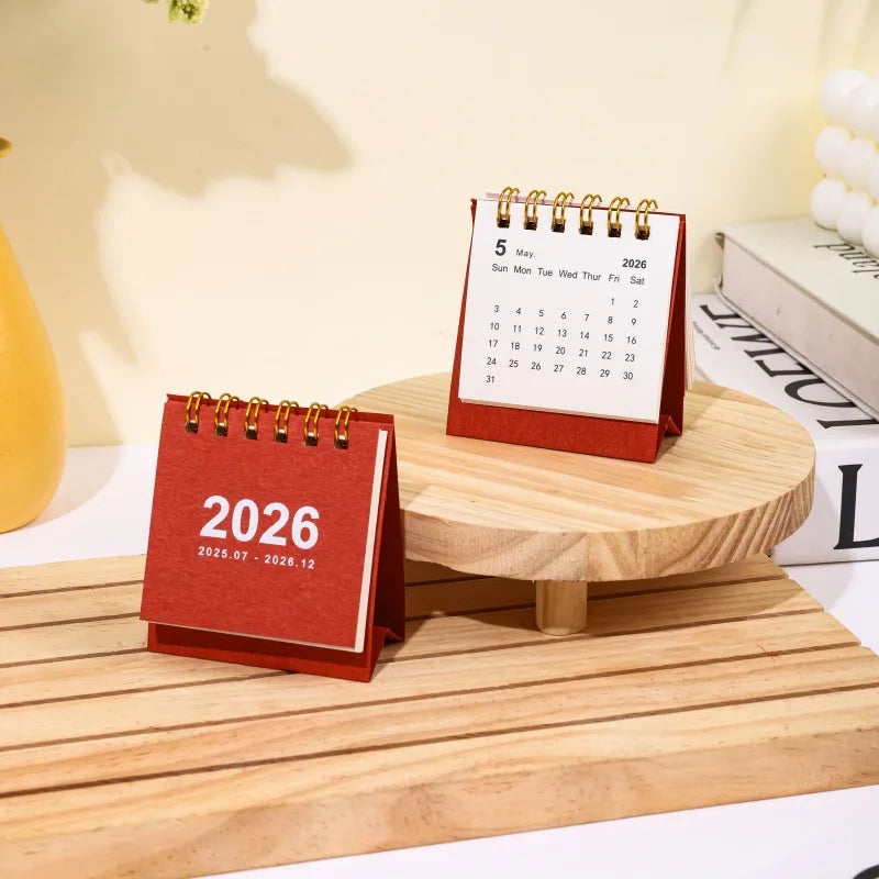 Minimalist Mini Desk Calendar 2026 – Portable 180° Flip Planner