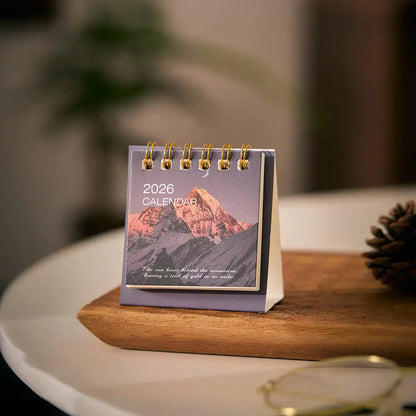 Minimalist Mini Desk Calendar 2026 – Portable 180° Flip Planner