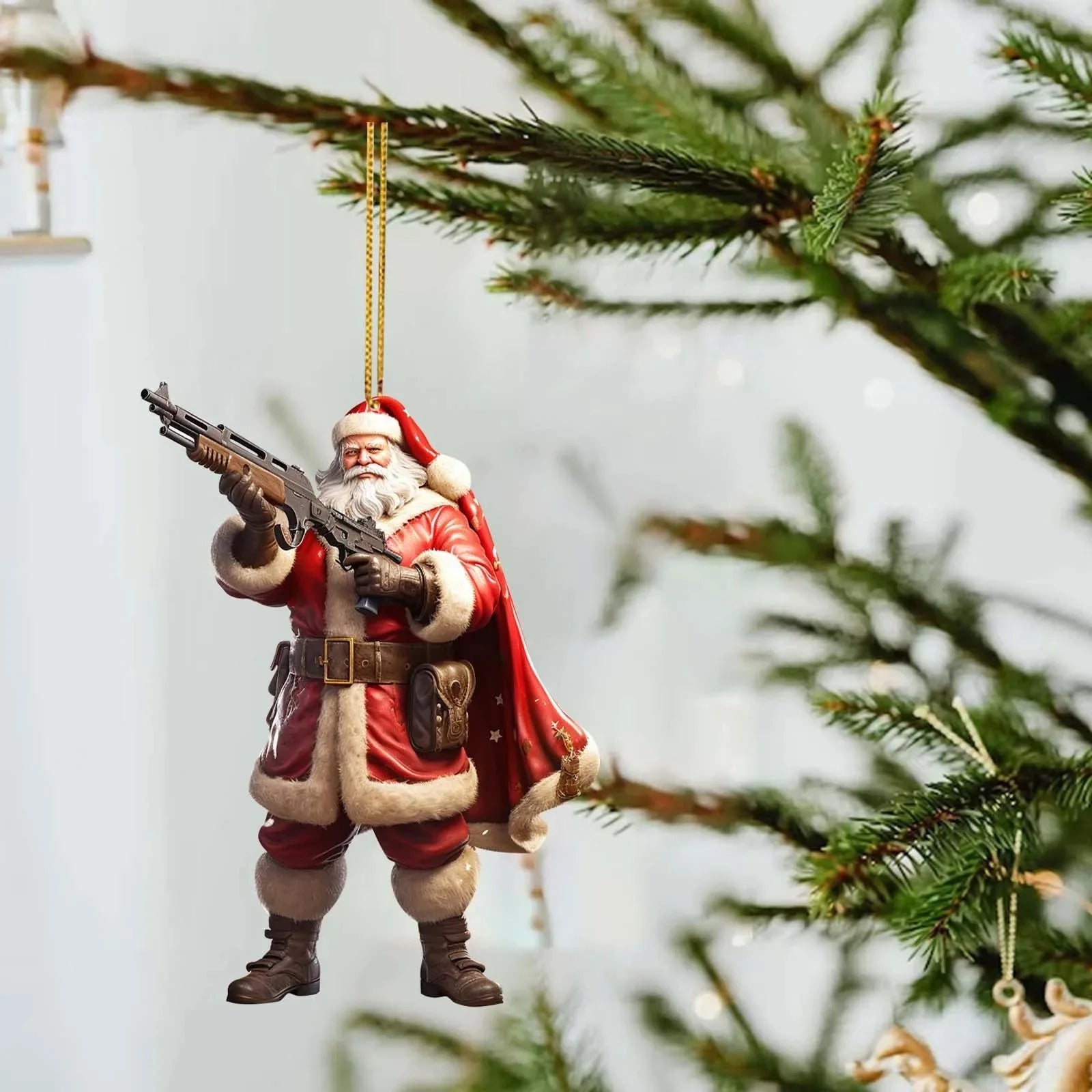 Cool Santa Acrylic Ornament – Modern 2D Christmas Tree & Home Decoration