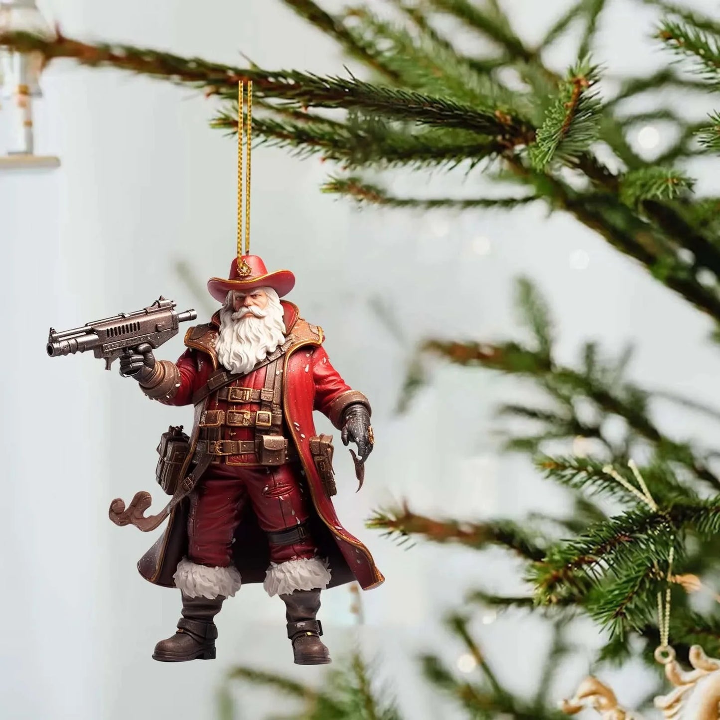 Cool Santa Acrylic Ornament – Modern 2D Christmas Tree & Home Decoration