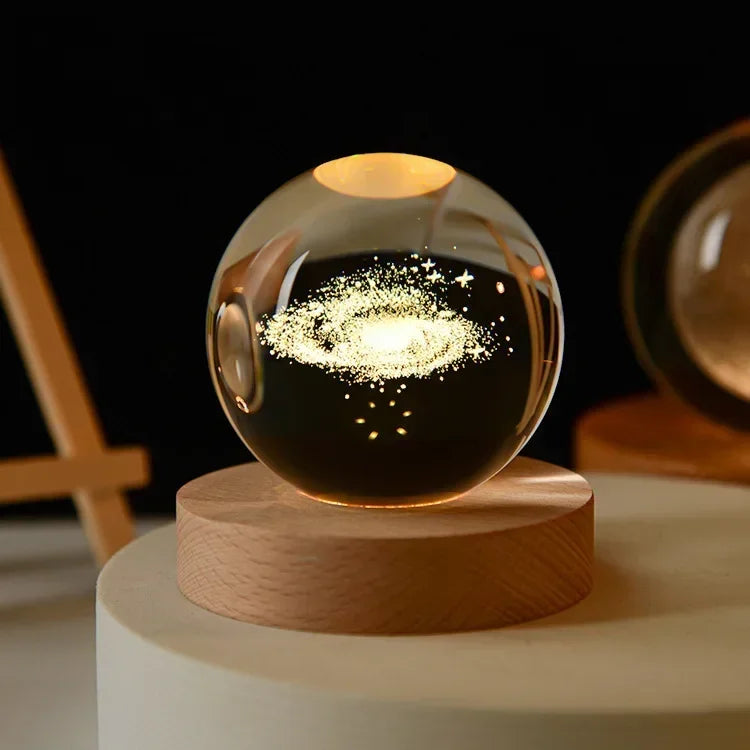 Crystal Moon Globe Lamp – Aesthetic Glass Galaxy Night Light