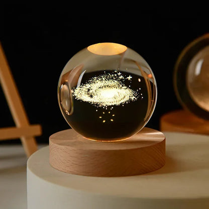 Crystal Moon Globe Lamp – Aesthetic Glass Galaxy Night Light