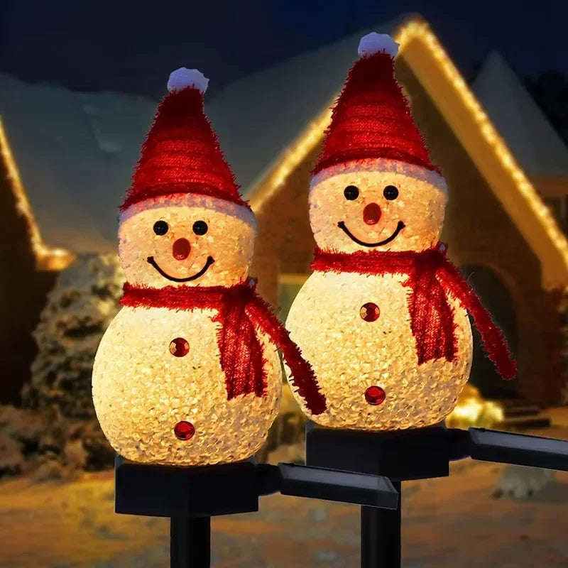 Solar Snowman Lights – Outdoor Christmas Pathway Stakes for Lawn, Patio & Garden Decor
