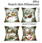 Merry Christmas Cushion Cover Set – 4 Pcs Festive Pillow Cases for Home Decor