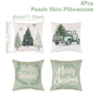 Merry Christmas Cushion Cover Set – 4 Pcs Festive Pillow Cases for Home Decor