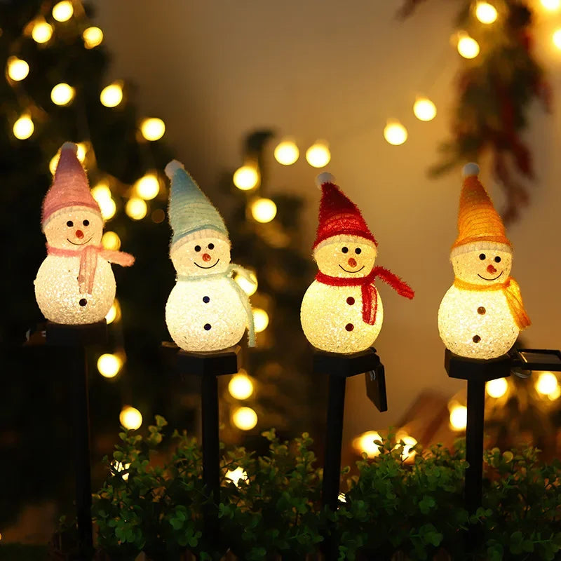 Solar Snowman Lights – Outdoor Christmas Pathway Stakes for Lawn, Patio & Garden Decor