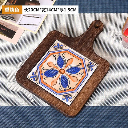 Floral Wooden Trivet – Heat-Resistant Vintage Kitchen Table Mat