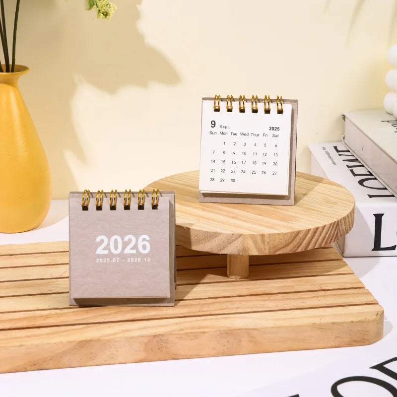 Minimalist Mini Desk Calendar 2026 – Portable 180° Flip Planner