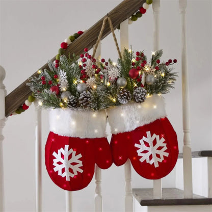 Lighted Pine Christmas Wreath – Snowflake Holiday Decor for Door & Wall