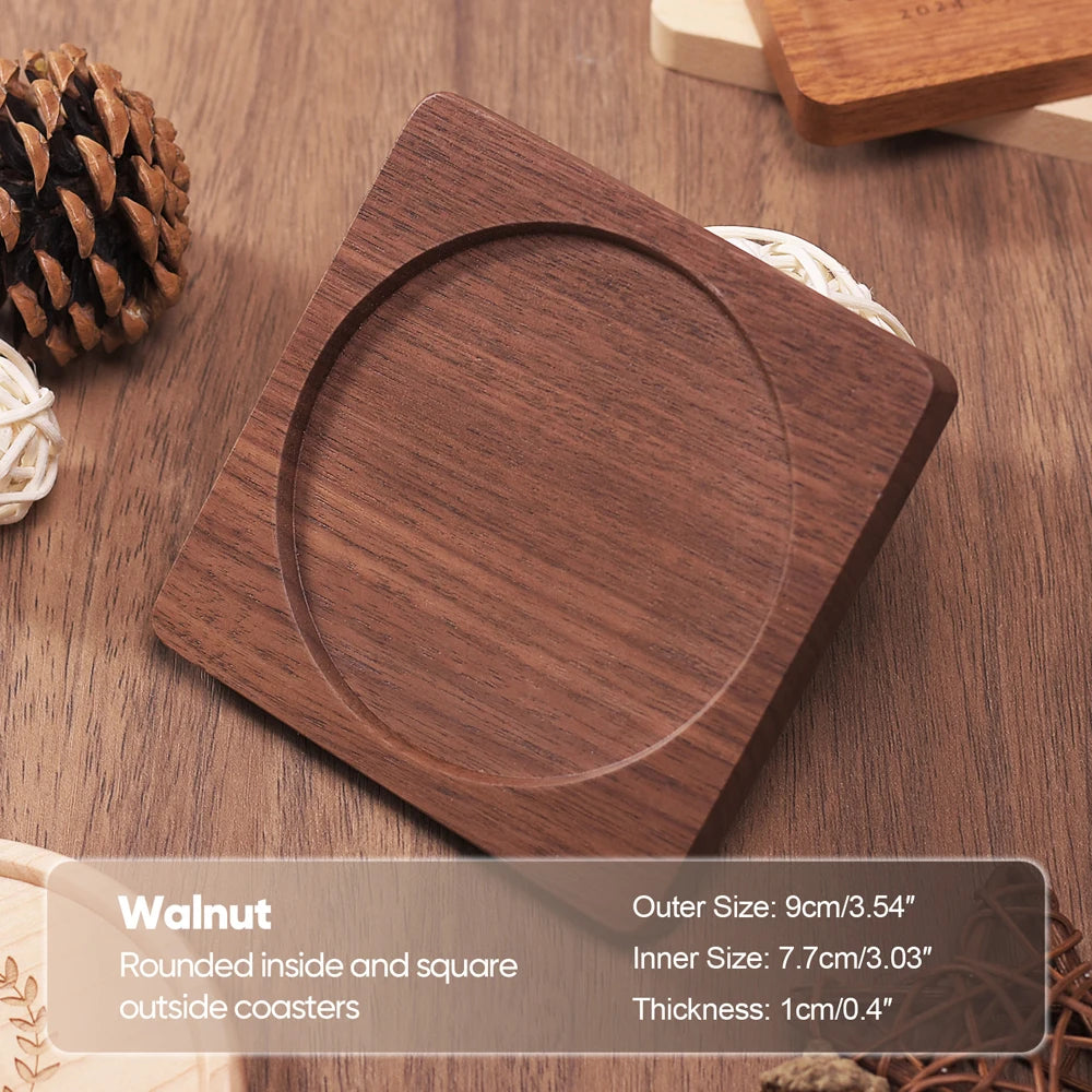 Solid Walnut Wood Coaster – Minimalist Heat-Resistant Drink Mat
