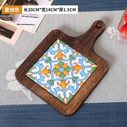 Floral Wooden Trivet – Heat-Resistant Vintage Kitchen Table Mat