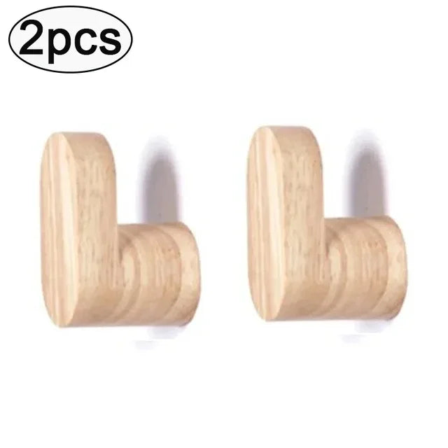 1/2Pcs Natural Wooden Wall Hook – Minimalist Coat & Key Hanger
