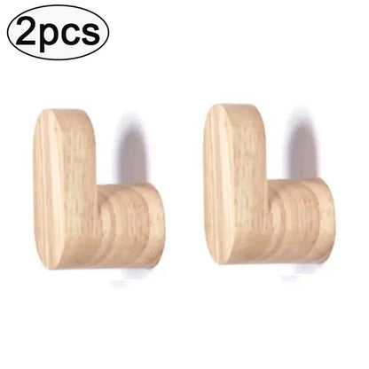 1/2Pcs Natural Wooden Wall Hook – Minimalist Coat & Key Hanger