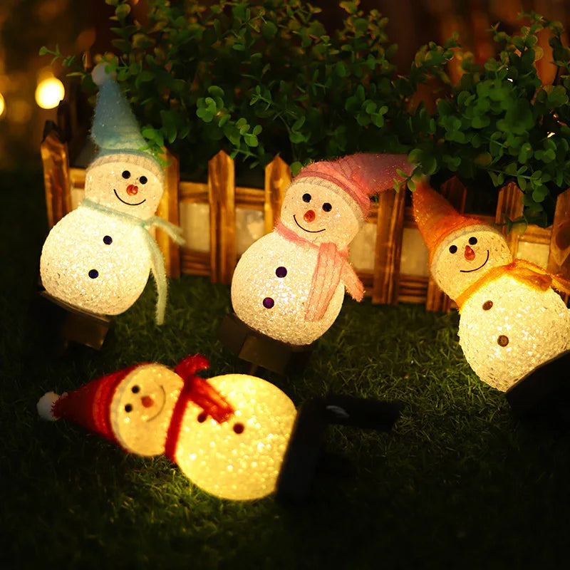 Solar Snowman Lights – Outdoor Christmas Pathway Stakes for Lawn, Patio & Garden Decor
