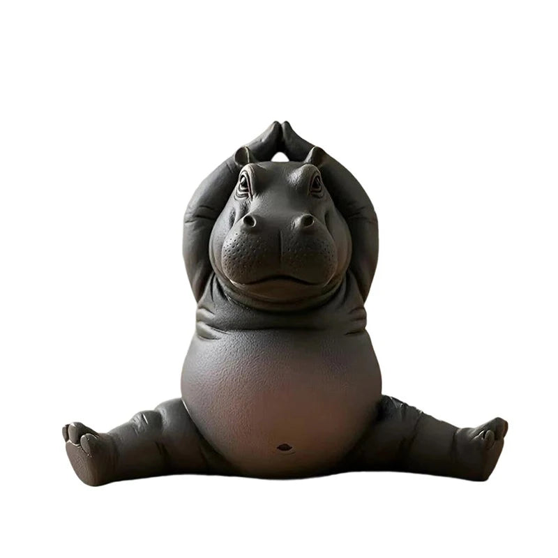 Yoga Hippo Statue – Handcrafted Resin Figurine
