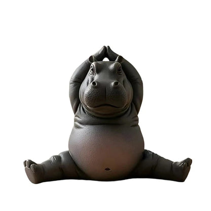 Yoga Hippo Statue – Handcrafted Resin Figurine